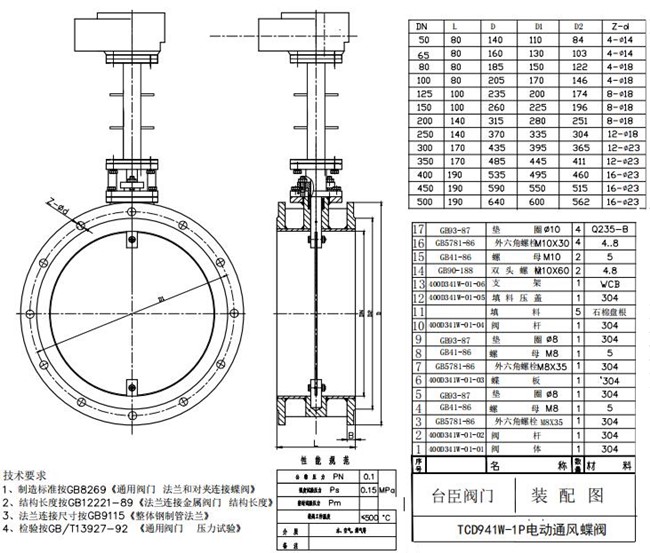 電動煙氣蝶閥尺寸圖