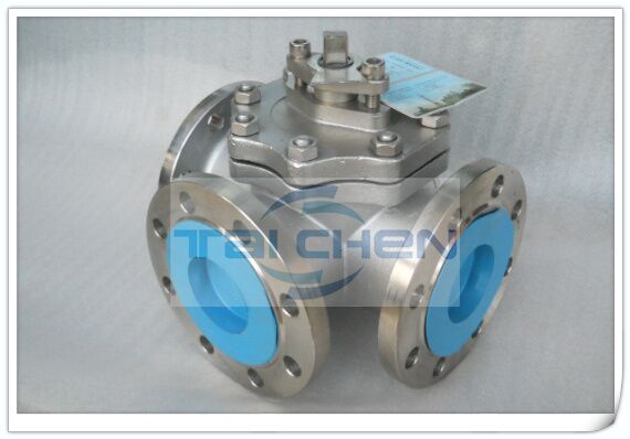 不銹鋼三通球閥結構圖 法蘭T型三通球閥照片