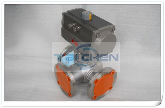 氣動(dòng)三通球閥圖片,Q644F氣動(dòng)不銹鋼L型三通球閥實(shí)物圖,上海臺(tái)臣閥門廠